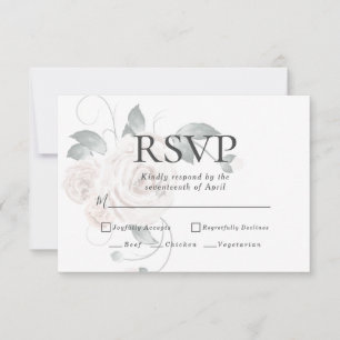 RSVP   Menü-Auswahl Wasserfarbe Staubige Rosen Karte