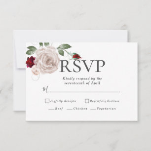 RSVP Menü-Auswahl Wasserfarbe Staubige Rosen Karte