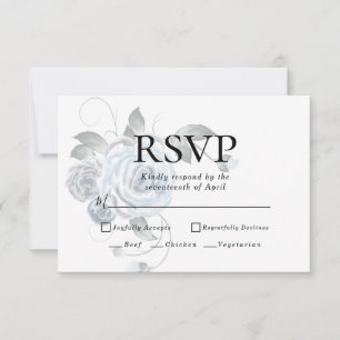 RSVP   Menü-Auswahl  Wasserfarbene Staubblaue Blum Karte
