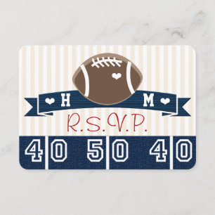 RSVP mit Monogramm NAVY UAWG FOOTBALL WEDING Karte