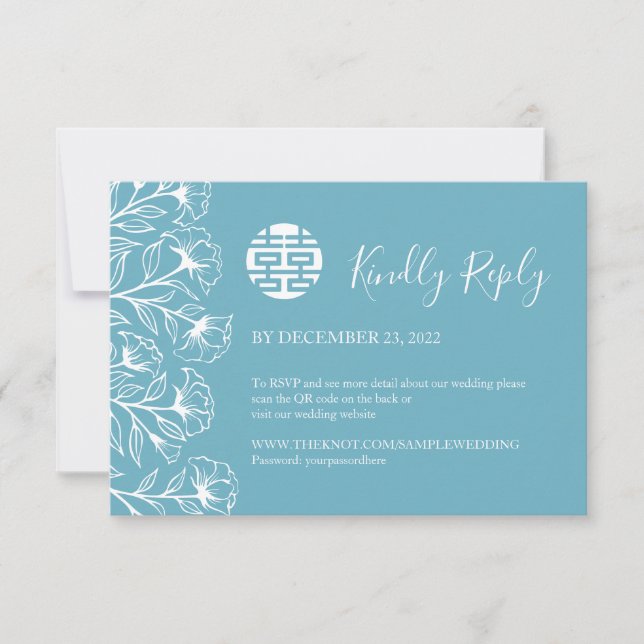 RSVP mit QR-Code für Hochzeiten mit chinesischer E (Vorderseite)
