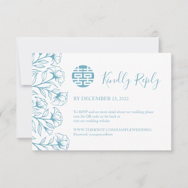RSVP mit QR-Code für Hochzeiten mit chinesischer E (Vorderseite)