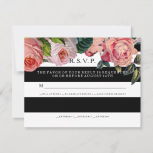 RSVP MODERN Chic breite Streifen mit Vintage-Rosen Karte