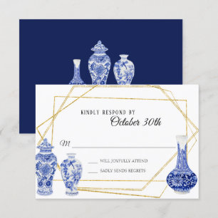 RSVP Modern Vintage Marineblaue Gold-Vase Ginger J Einladung