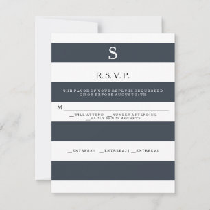 RSVP MODERNE Chic breite Streifen Monogramm Karte