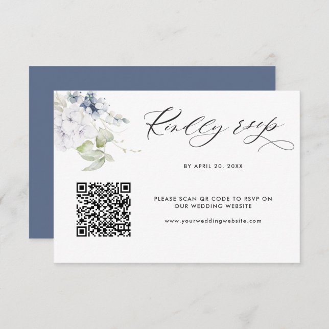 Rsvp Online für Hochzeiten von Navy Floral mit Sca Begleitkarte (Vorne/Hinten)