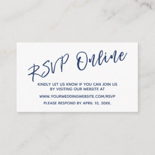 RSVP Online Navy Handwriting Insert Card für Hochz