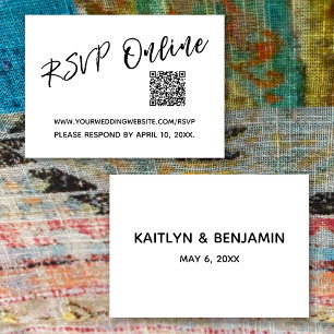 RSVP Online QR Code Minimalistische Hochzeitsschri Begleitkarte