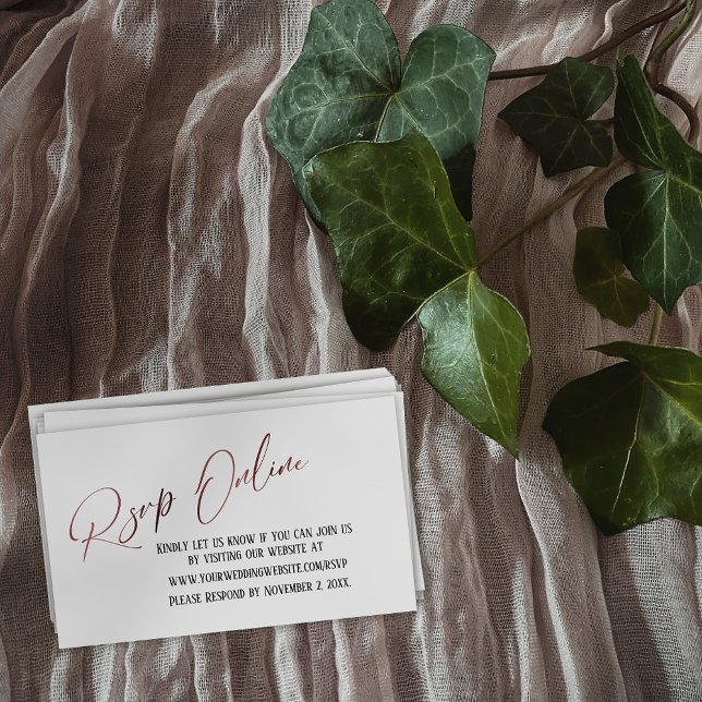 RSVP Online-Rose Hochzeit Gold Elegante Handschrif Begleitkarte (Von Creator hochgeladen)