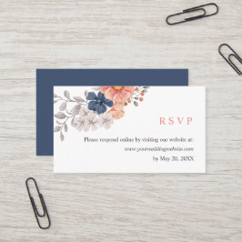 RSVP Online-Website für Hochzeiten von Korallen Visitenkarte