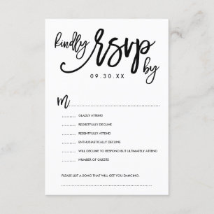 RSVP-Optionen-Karte mit Chic Hand Letding RSVP Karte