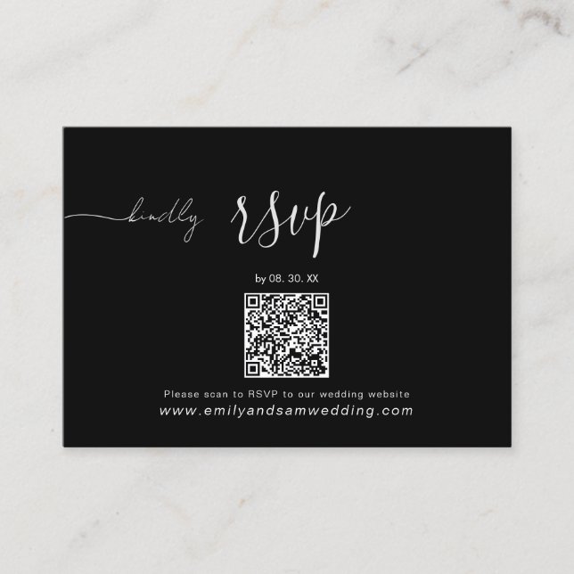 RSVP Pack für Hochzeiten | QR-Code Minimalistisch  Visitenkarte (Vorderseite)