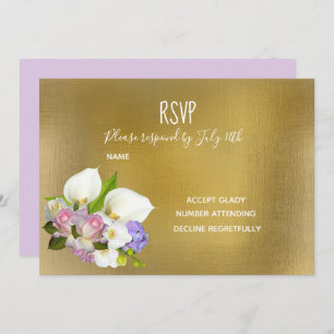 RSVP pastellfarbene Blumen- und Goldthemen Einladung