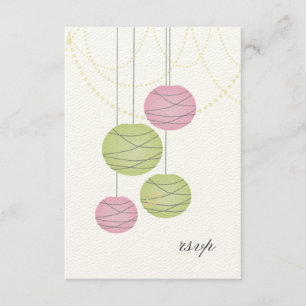 RSVP Pink Pink Green Paper Lanterns Cards Hochzeit Karte