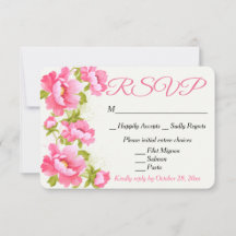 RSVP Pinke Pfingstrose Wasserfarbe Florale Hochzei