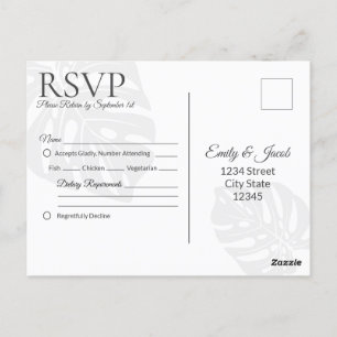 RSVP Postcard Hochzeit, Tropischer Strand aus Palm Postkarte
