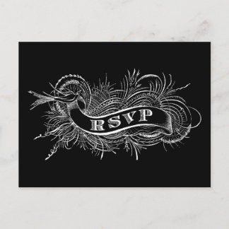 RSVP-Postkarte mit viktorianischem Vogel Einladungspostkarte
