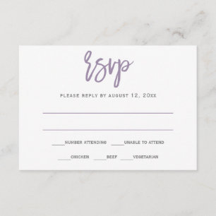 RSVP-Postkarte   Pinsel-Kalligrafie (Lila) Einladung