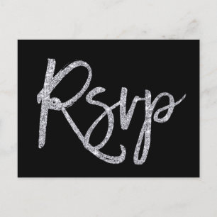 RSVP-Postkarten für Schwarz-Silber-Hochzeiten Einladungspostkarte