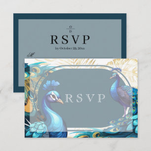 RSVP Premium Pfauenfedern Hochzeit Karte