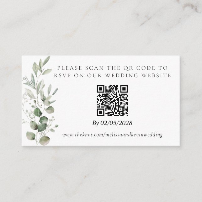 RSVP QR-Code-Antwortkarte für Hochzeiten Begleitkarte (Vorderseite)
