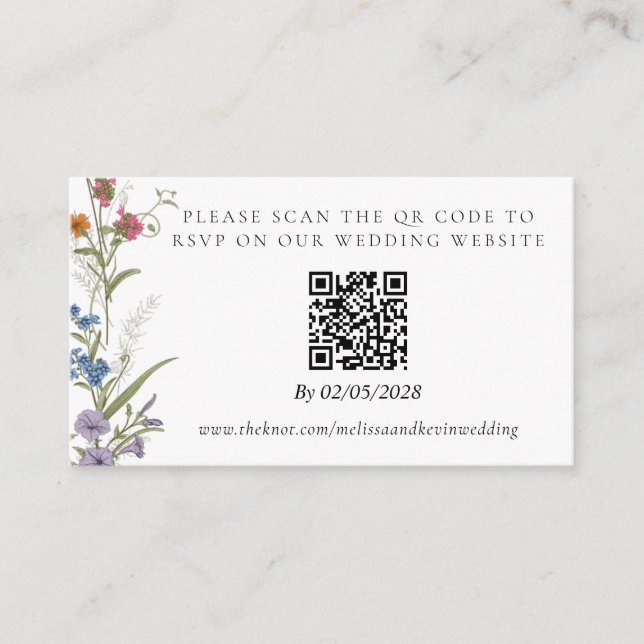 RSVP QR-Code-Antwortkarte für Hochzeiten Begleitkarte (Vorderseite)