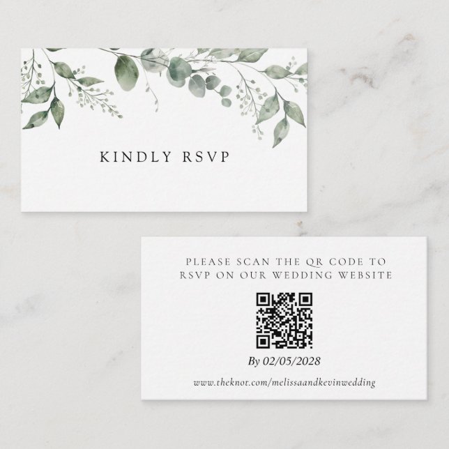 RSVP QR-Code-Antwortkarte für Hochzeiten Begleitkarte (Vorne/Hinten)