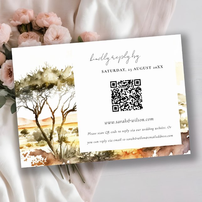 RSVP QR-Code für die Hochzeit afrikanischer Wasser Begleitkarte (Von Creator hochgeladen)
