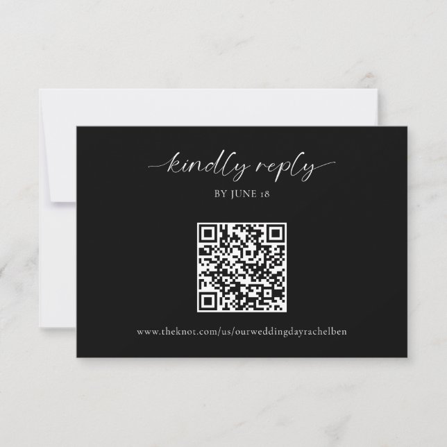 RSVP QR-Code für Schwarze Hochzeiten Minimalistisc (Vorderseite)