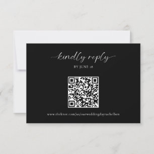 RSVP QR-Code für Schwarze Hochzeiten Minimalistisc Karte