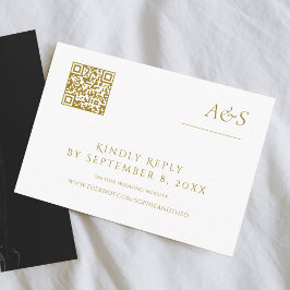 RSVP QR Code für "White and Gold Champagne" Begleitkarte