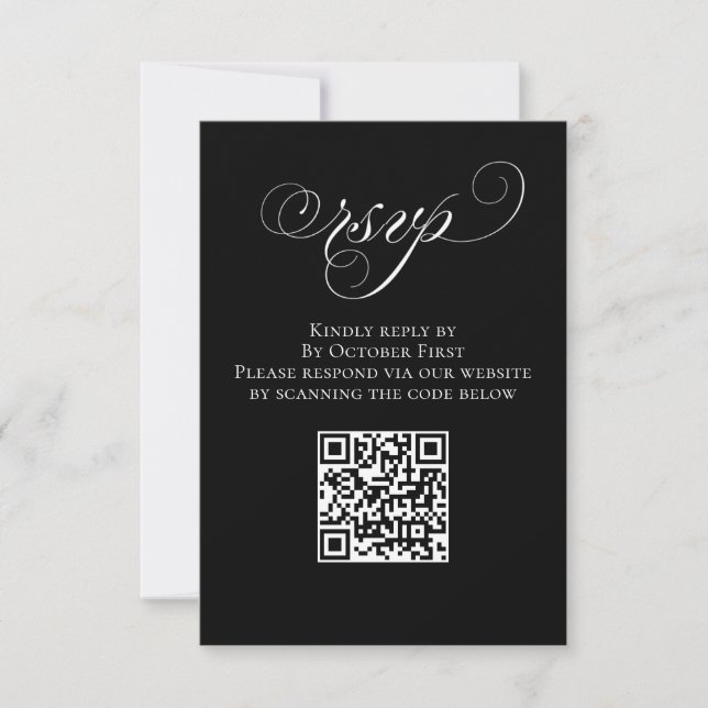 RSVP QR Code Hochzeitsszenario Schwarzweiß (Vorderseite)