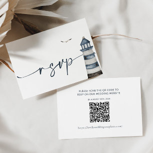 RSVP QR-Code-Karte für Hochzeiten am Meer Mitteilungskarte