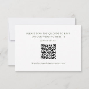RSVP QR-Code-Karte für Minimalistische Sage Green  Mitteilungskarte