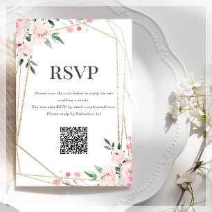 RSVP-QR-Code   Rosafarbenes Floral  Begleitkarte