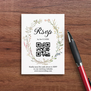 rsvp qr code wildflowers botanische chic hochzeit begleitkarte