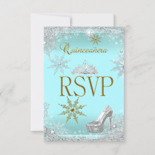 RSVP Quinceanera 15 Silber Türkis Gold Elite Karte