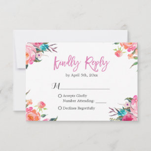 RSVP-Reaktion auf botanische Hochzeiten mit Wasser RSVP Karte