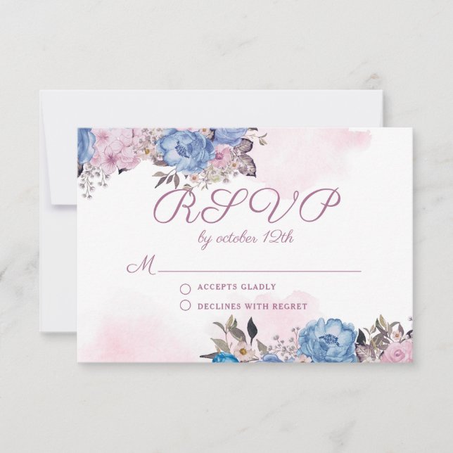 RSVP - Reaktion auf die RSVP-Hochzeit in pinkfarbe (Vorderseite)
