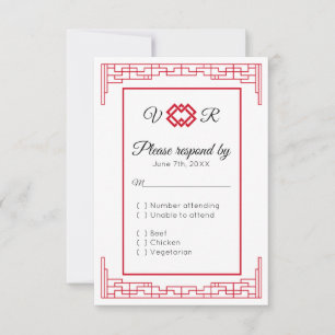 RSVP-Reaktion auf Red Black Wedding RSVP Karte