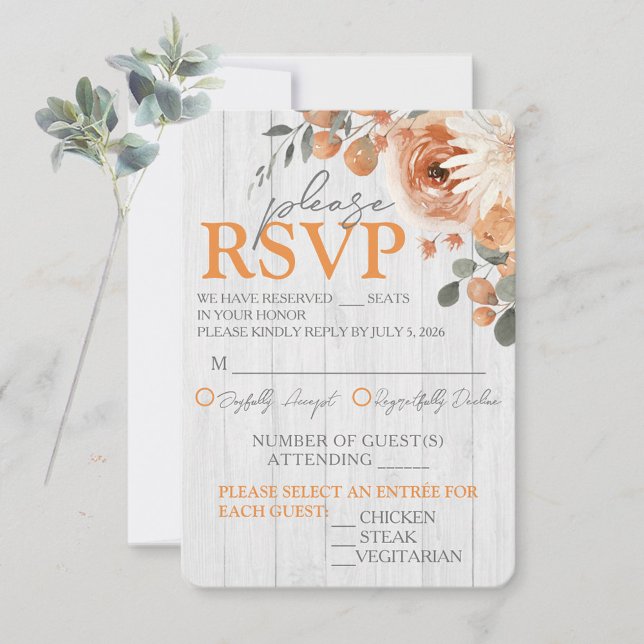 RSVP-Reaktionskarten für Blumenzwiebelholz RSVP Karte (Watercolor Floral & Wood Wedding Invitation RSVP Response Cards)