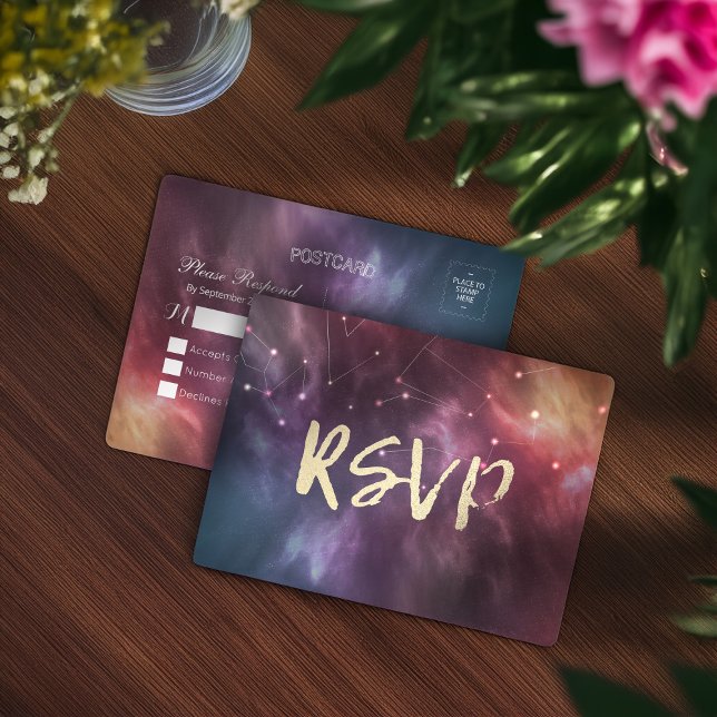 RSVP-Reply-Galaxy-Nebula-Konstellationen Hochzeite Einladungspostkarte (Von Creator hochgeladen)