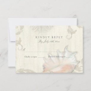 RSVP Response Beach Seashell Conch Shell Holz