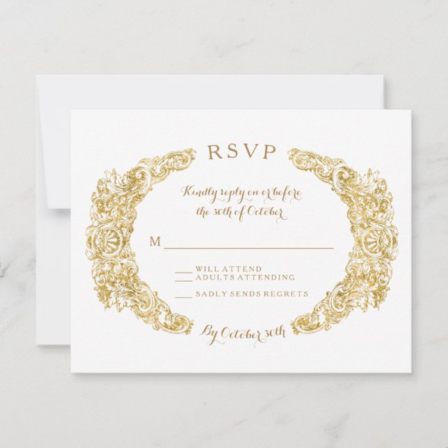 RSVP Response Card Ausgegrabter Bläschen Acanthus  (Vorderseite)