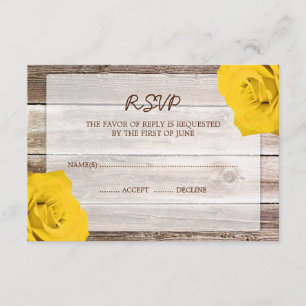 RSVP Response Card Gelbes Rosenholz Karte