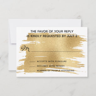 RSVP Response Card Hochzeit Elegantes Gold und Sch