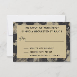 RSVP Response Card Hochzeit Elegantes Gold und Sch