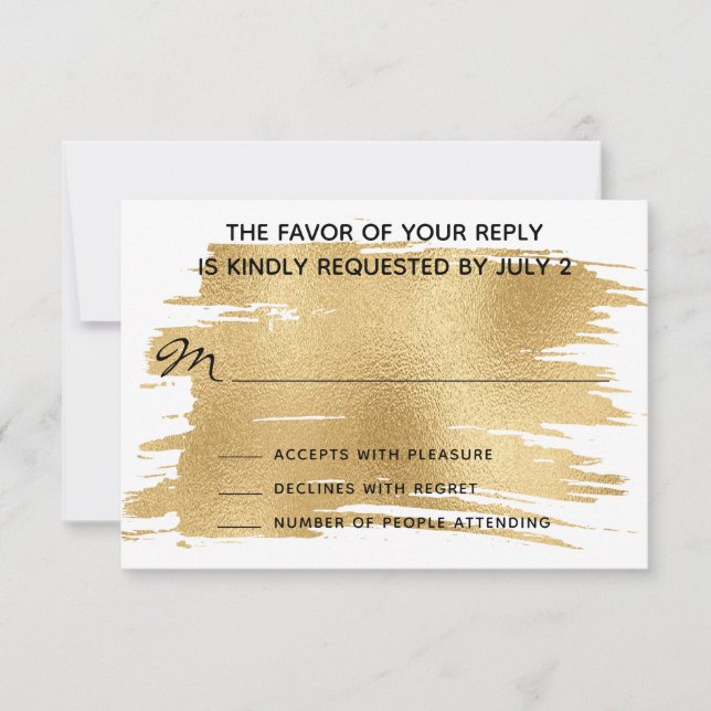 RSVP Response Card Hochzeit Elegantes Gold und Sch Karte (Vorderseite)