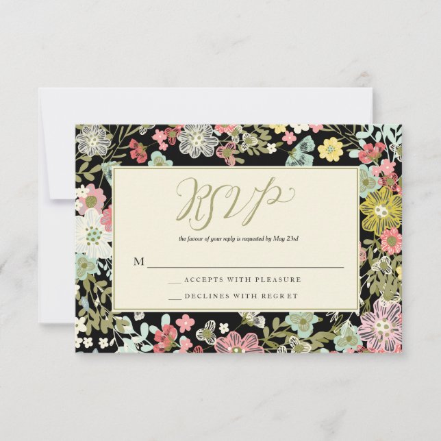 RSVP Response Cards für Hochzeitsszeiten im Blumen (Vorderseite)