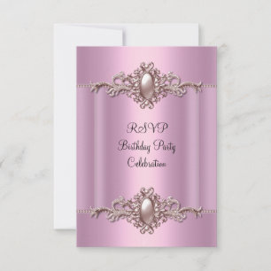 RSVP Rosa Elegante Geburtstagsfeier Perle Karte